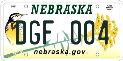 NE license plate DGF004