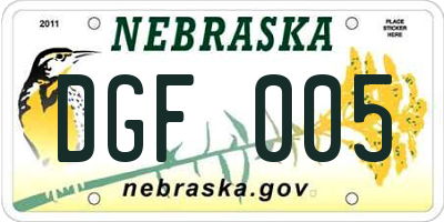 NE license plate DGF005