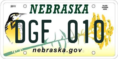 NE license plate DGF010