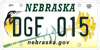 NE license plate DGF015