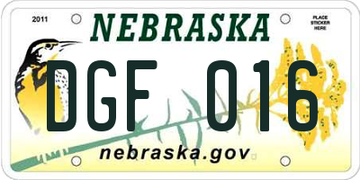 NE license plate DGF016