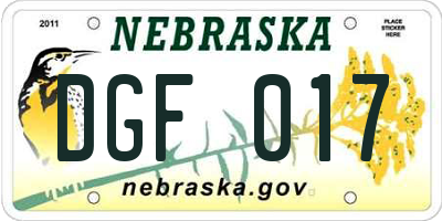 NE license plate DGF017
