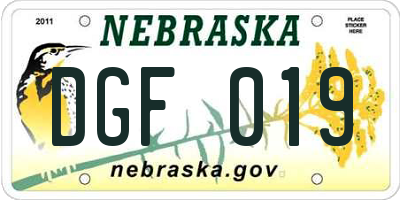 NE license plate DGF019