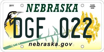 NE license plate DGF022