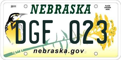 NE license plate DGF023