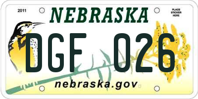 NE license plate DGF026