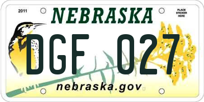 NE license plate DGF027