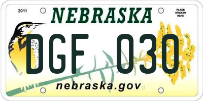 NE license plate DGF030