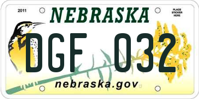 NE license plate DGF032