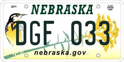 NE license plate DGF033