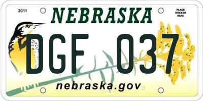 NE license plate DGF037