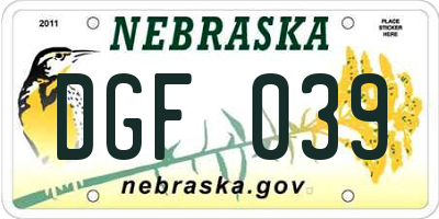 NE license plate DGF039