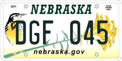NE license plate DGF045