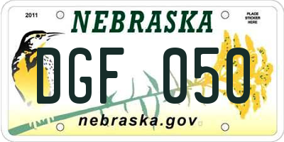 NE license plate DGF050
