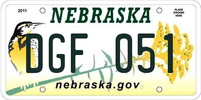 NE license plate DGF051