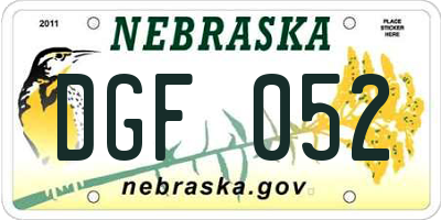 NE license plate DGF052