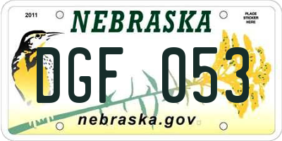 NE license plate DGF053