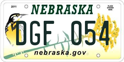 NE license plate DGF054