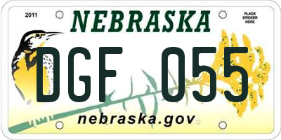 NE license plate DGF055