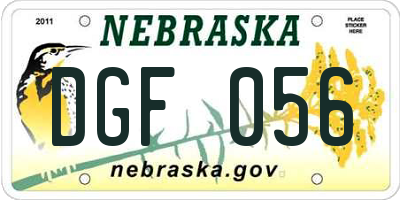 NE license plate DGF056