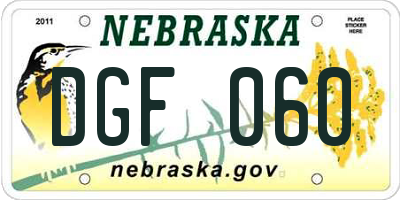 NE license plate DGF060