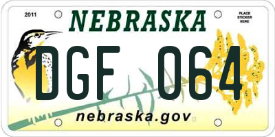 NE license plate DGF064