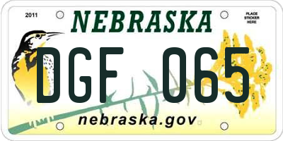 NE license plate DGF065