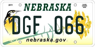 NE license plate DGF066