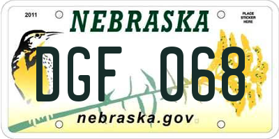 NE license plate DGF068