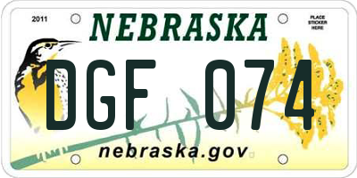 NE license plate DGF074
