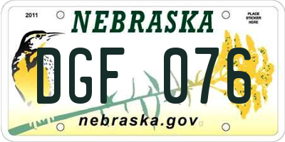 NE license plate DGF076