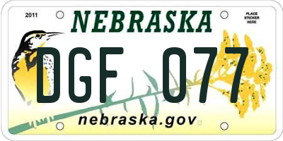 NE license plate DGF077