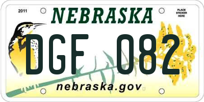 NE license plate DGF082