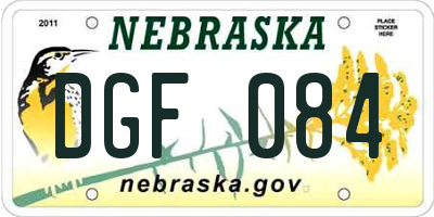 NE license plate DGF084