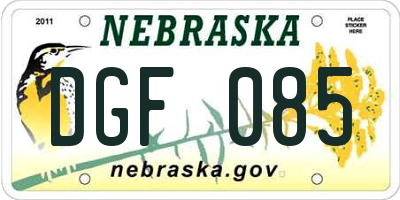 NE license plate DGF085