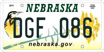 NE license plate DGF086