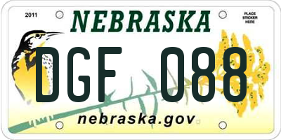 NE license plate DGF088