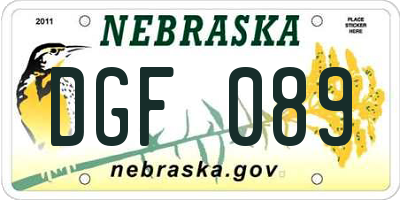 NE license plate DGF089