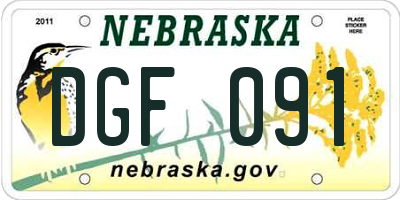 NE license plate DGF091