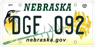 NE license plate DGF092
