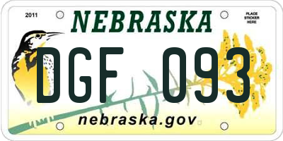 NE license plate DGF093