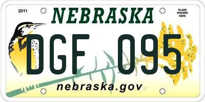 NE license plate DGF095