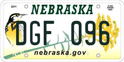 NE license plate DGF096