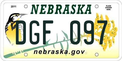NE license plate DGF097
