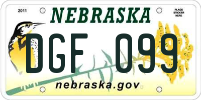 NE license plate DGF099