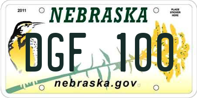 NE license plate DGF100