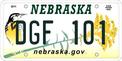 NE license plate DGF101