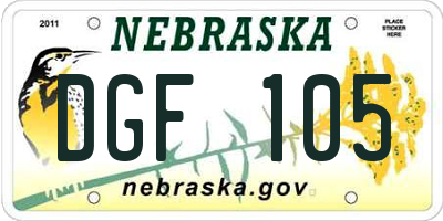 NE license plate DGF105