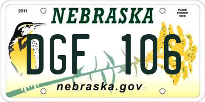 NE license plate DGF106
