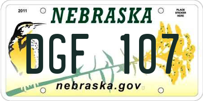 NE license plate DGF107